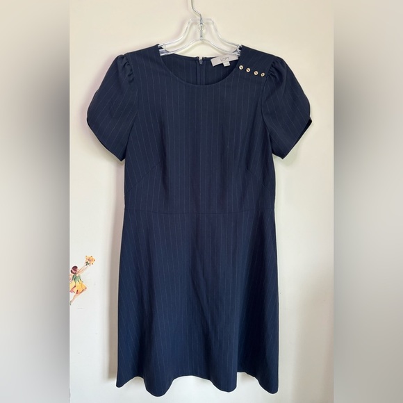 LOFT Mini Dress Size 6 Short Sleeves Dark Blue - Picture 2 of 13